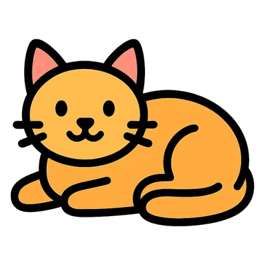 a cat lying down with color outline sticker