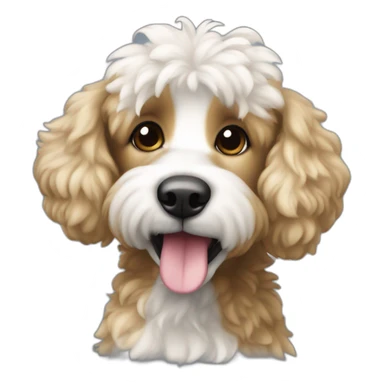 Caniche avec tâches blanc et noir qui tire la langue sticker