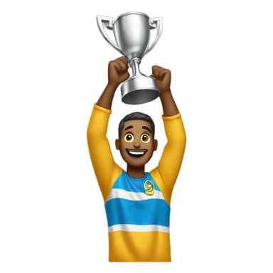 Guy hoisting trophy sticker