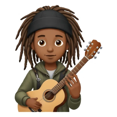 black boy with beanie dreads and guitar  sticker
