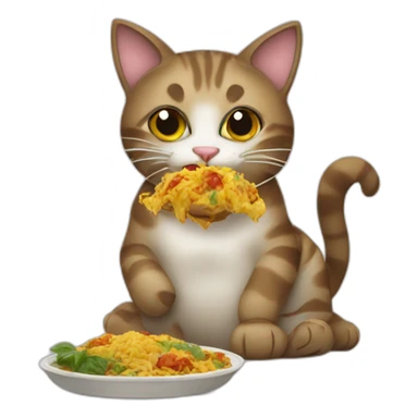 cat eating sri lankan food sticker