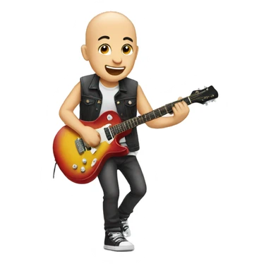 bald boy rocking out guitar sticker