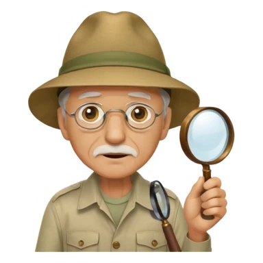 an old man with jungle and magnifying glass sticker