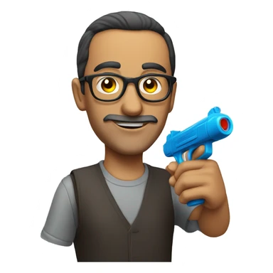 turkish man with glasses pointing a watergun sticker