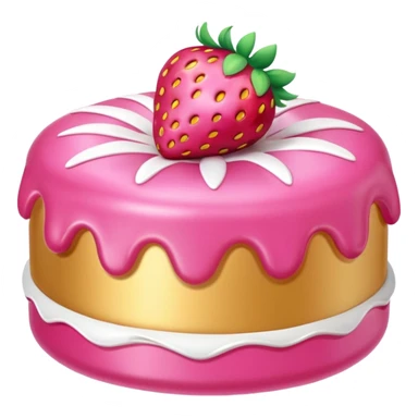 gold  pink inflatable puffy strawberry cake sticker