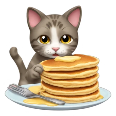 cat eating pancakes sticker