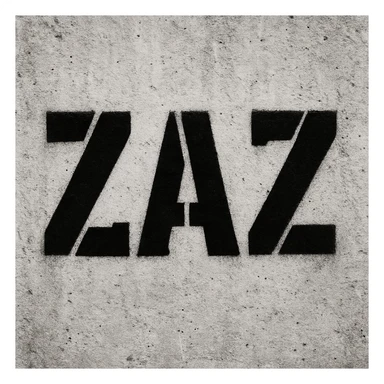 Graffiti text "ZAZ" in stencil graffiti style. Sharp, defined edges with a more urban and political feel. sticker