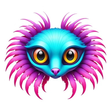 Tropical futuristic lush warm-colored colorful neon cyber-Fakémon-Digimon-Trico-creature sticker