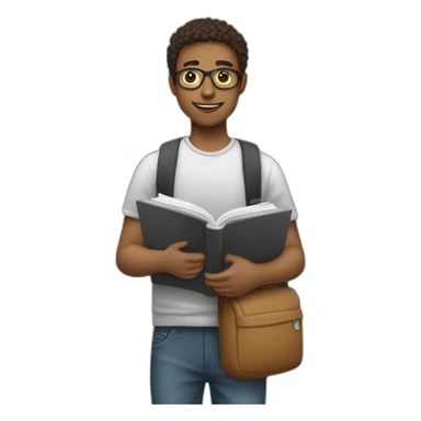 student with the notebook self-study sticker