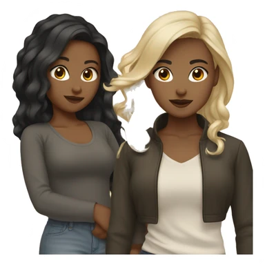 3 girls together, asain, black, and blonde sticker