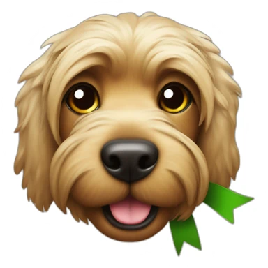 yorkshire with the tongue and green ribbon at the head sticker