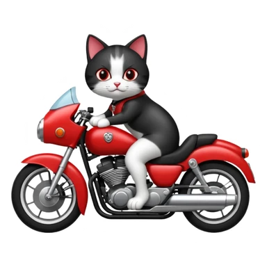 Black and white Cat on red and black motorcycle sticker