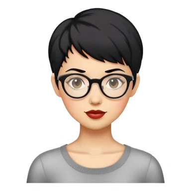 woman pixie cut black hair with glasses sticker