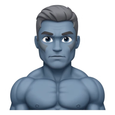 muscular blue grey skin man sticker