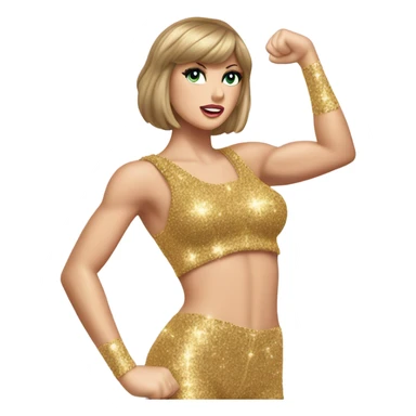  Taylor swift flexing big muscles in glitter costume sticker