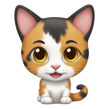 Calico cute baby cat with heart sticker