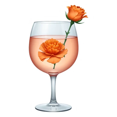 Iced rosè wine with an orange carnation pedal  sticker