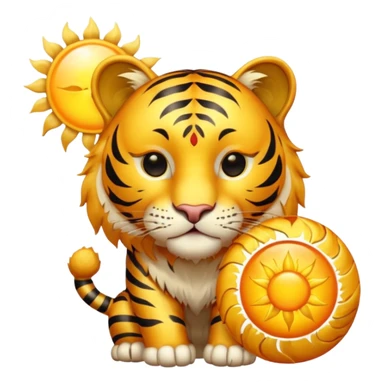 Gold tiger holding a sun ☀️🐯 sticker