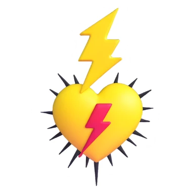 heart with a yellow lightning bolt sticker