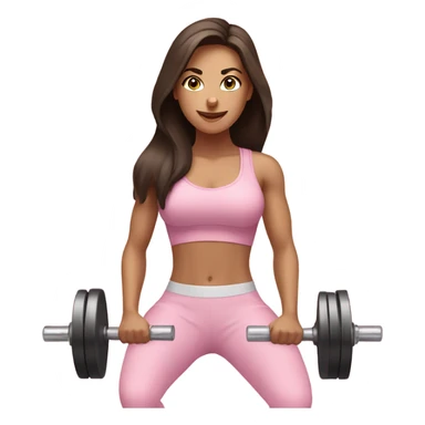 Pretty Brunette women squatting with dumbbells in light pink sticker