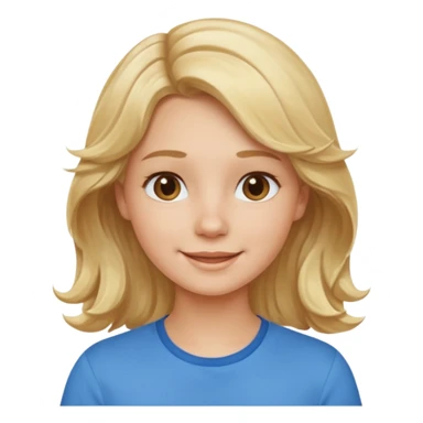 Happy blond girl with light weavy hair with a blue shirt but we can see only her face and neck and the top of the t shirt, no whole body sticker