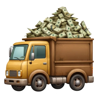 brown truck with money sticker