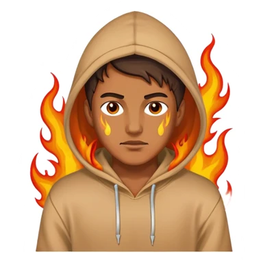 Guy wearing a hoodie with flames on it  sticker