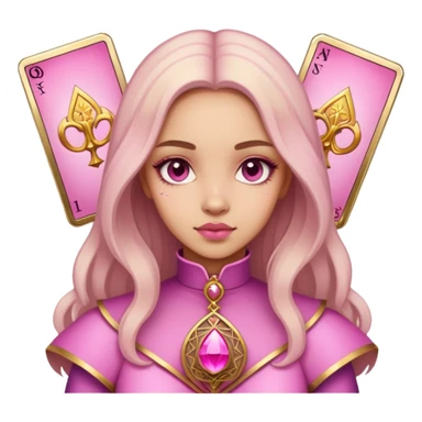 girl with pink pink tarot gold cards sticker