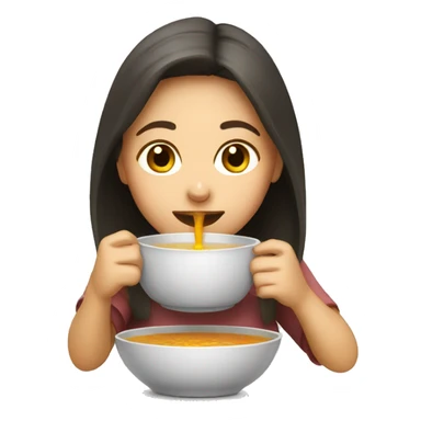 girl drinking soup sticker