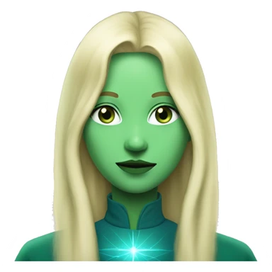 nordic pleiadian in green clothing with thin face long blonde hair and blue eyes sticker