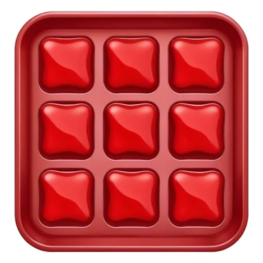 Flat Red Gelatin dessert in a tray no toppings sticker