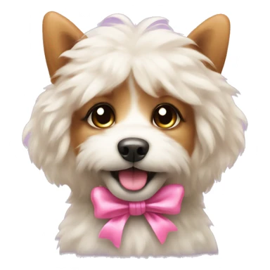 cute fluffy dog with pink bow sticker