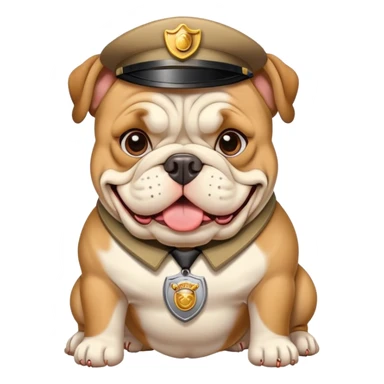 bulldog with a security badge sticker
