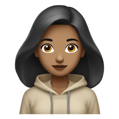 a black haired girl with medium long hair with beige Hoody ￼ sticker