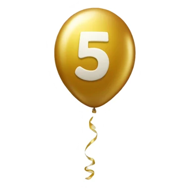 Number 5 Golden balloon sticker