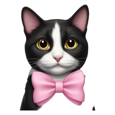 Tuxedo cat wearing pink bow sticker