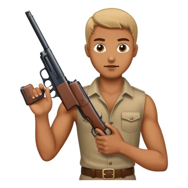 A guy holding a gun sticker