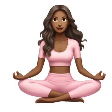  long hair and yoga beautiful girl in light pink pink pink clothes sitting on a yoga mat tan dark hair sticker