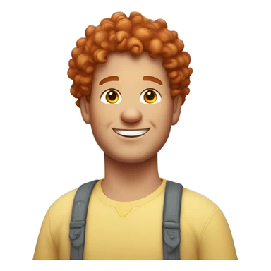 Bading redish curly hair guy with corners in the hair chubby smiling sticker