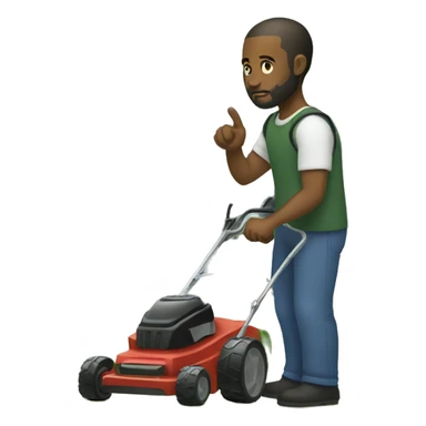 Black man with short hair, and a beard pushing a lawnmower  sticker