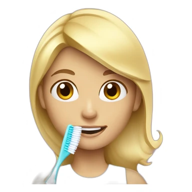 blonde lady with a toothbrush sticker