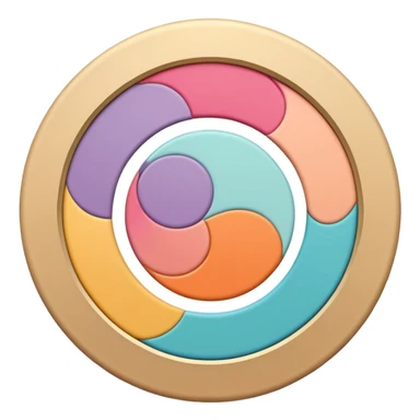 flat emoji style, modern token icon, circular, abstract pattern in center, soft color palette, minimal, no text sticker