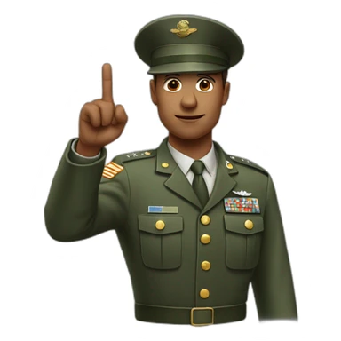 Military person point finger up sticker