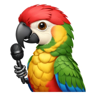 Parrot speaking into mic sticker