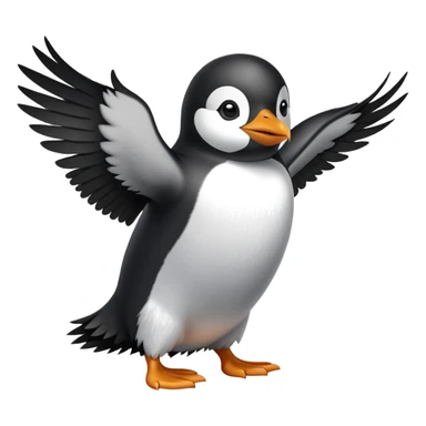 flying penguin with wings spread sticker