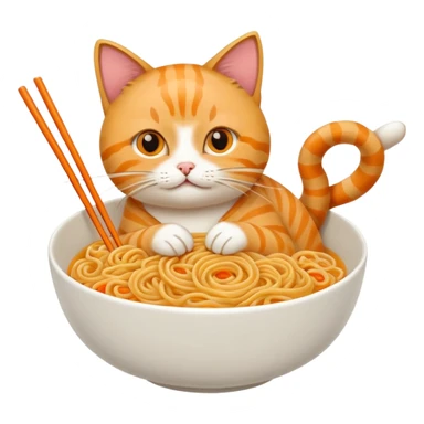 Chat qui mange des nouilles  sticker