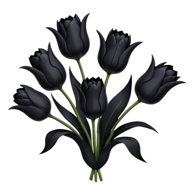 goth tulip bouquet with black tulips and bat flying above sticker