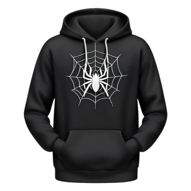 The Black Sp5der Hoodie features a sleek black base with a distinctive central design—a spider web at the center. The entire hoodie remains black, including the web, creating a bold yet subtle look. Notably, there is no spider in the middle, just the web. sticker
