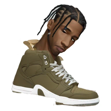 travis scott con unos sneakers con su caja en la mano sticker