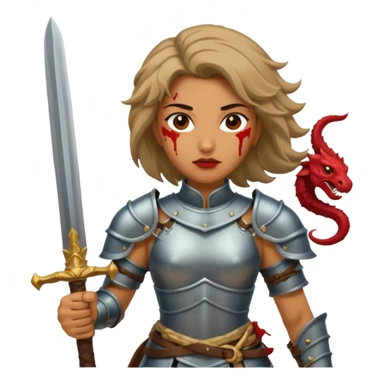 Fierce Latina in armor with a sword after a battle cutting off the head of a hydra sticker